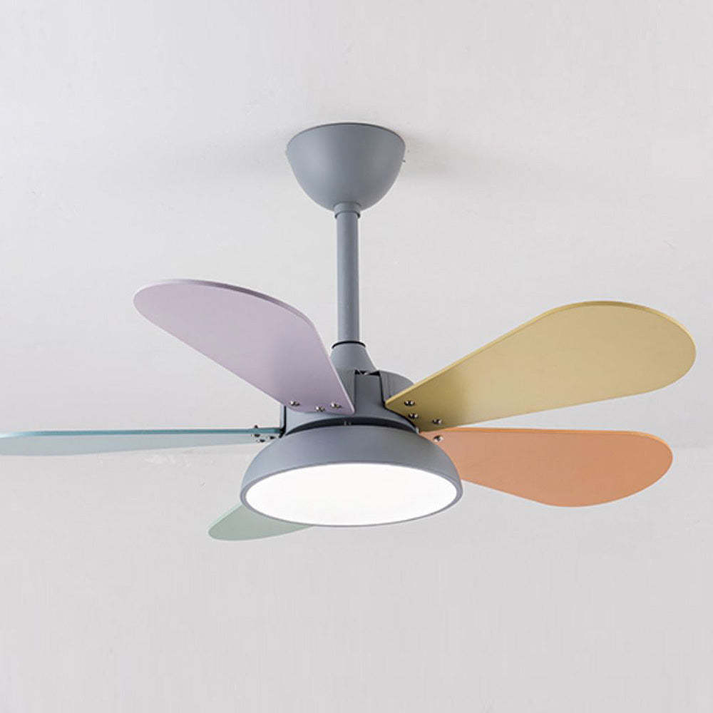 Cute Colorful Semi-Flush Ceiling Fan With LED Bedroom Lighting -Homdiy