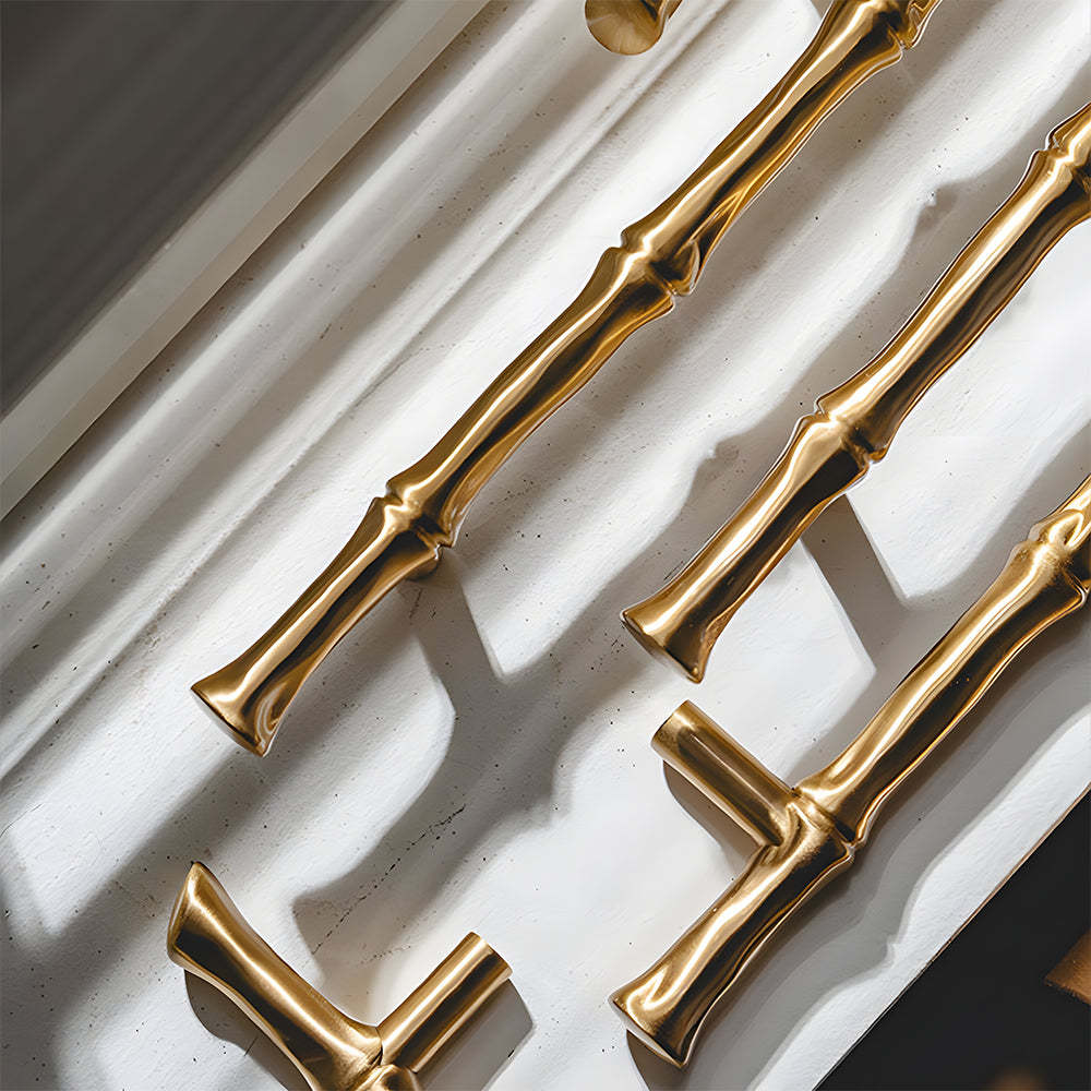 Bamboo Modern Brass Cabinet Handles