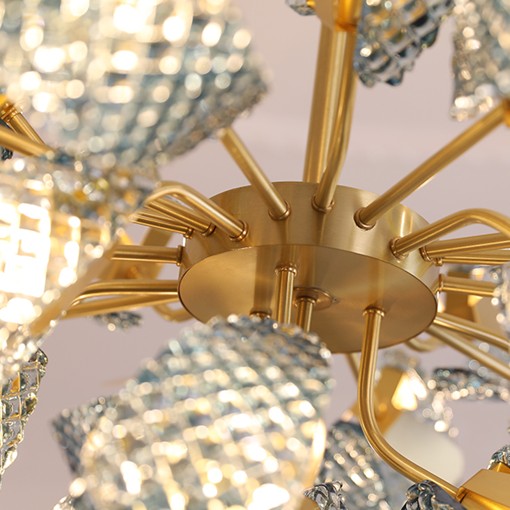 Luxury Style Gorgeous Glass Chandelier Modern Copper Chandelier Light -Homdiy