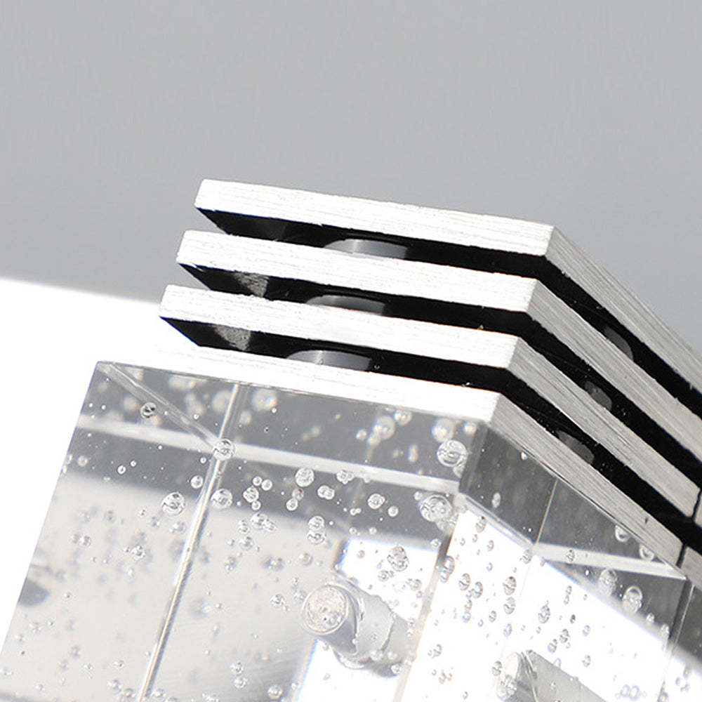 Crystal Block Silver Bathroom Vanity Wall Light -Homdiy