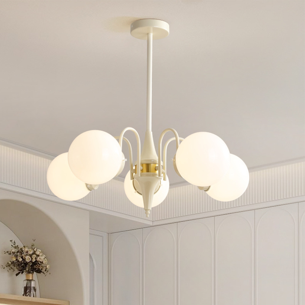 Modern Cream Ball Glass Chandelier -Homdiy