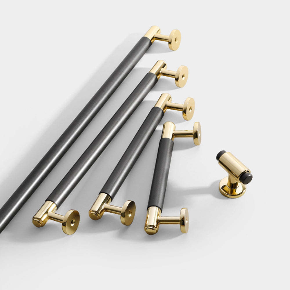 Two-Color Splicing Aluminum Alloy Gold Kitchen Cabinet Handles -Homdiy