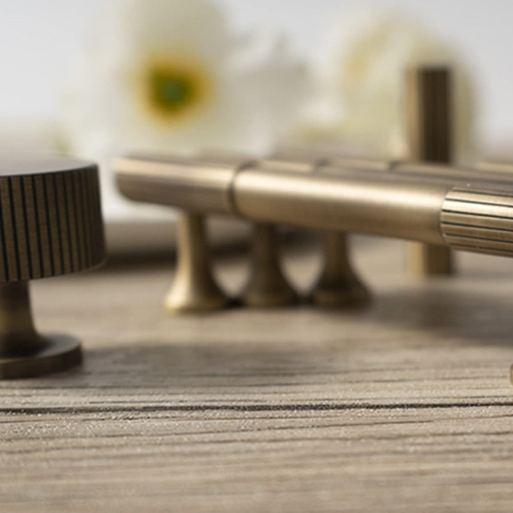 Linear Knurled Solid Brass Cabinet Handles and Knobs -Homdiy