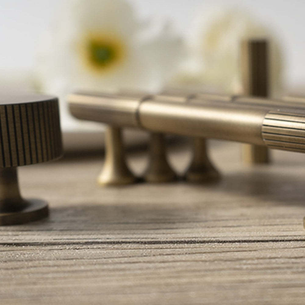 Linear Knurled Solid Brass Cabinet Handles and Knobs -Homdiy