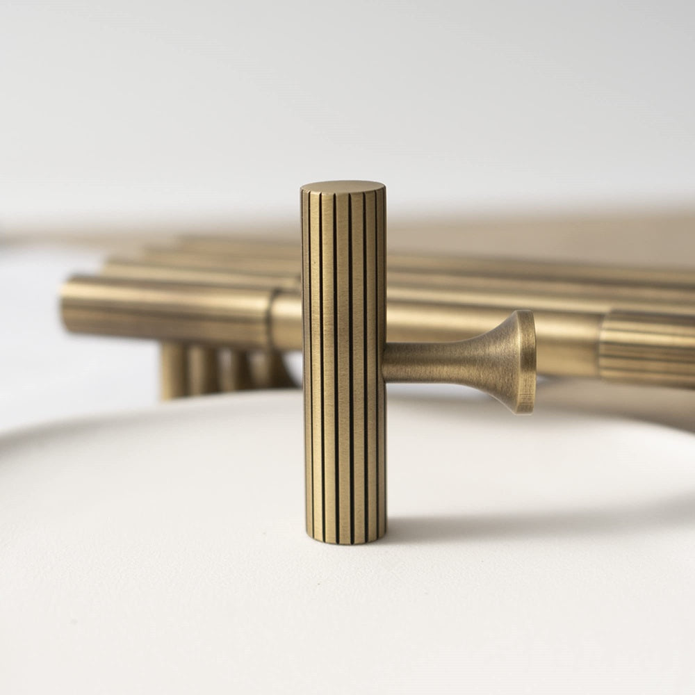 Linear Knurled Solid Brass Cabinet Handles and Knobs -Homdiy