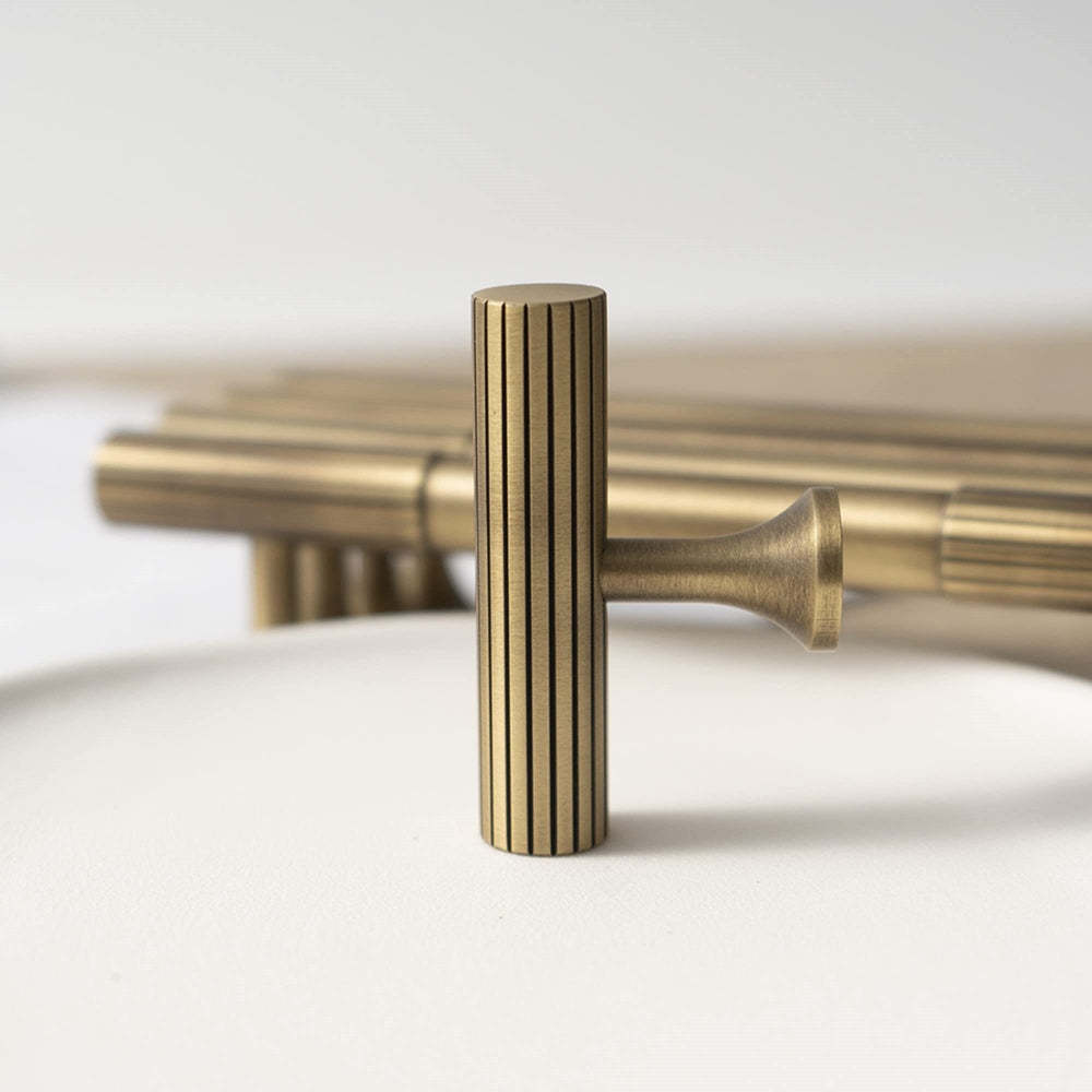 Linear Knurled Solid Brass Cabinet Handles and Knobs -Homdiy