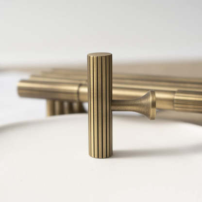 Linear Knurled Solid Brass Cabinet Handles and Knobs -Homdiy