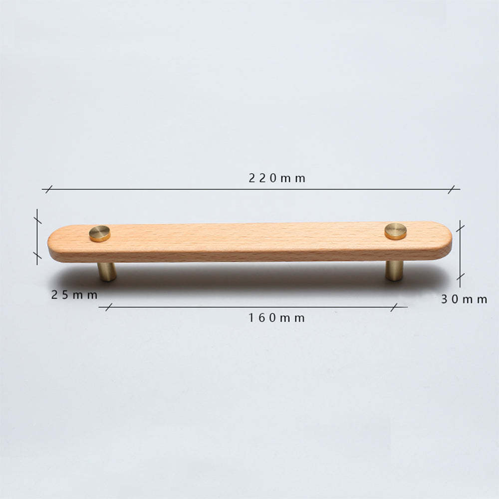 Rustic Long Beech Finish Wooden Drawer Pulls -Homdiy