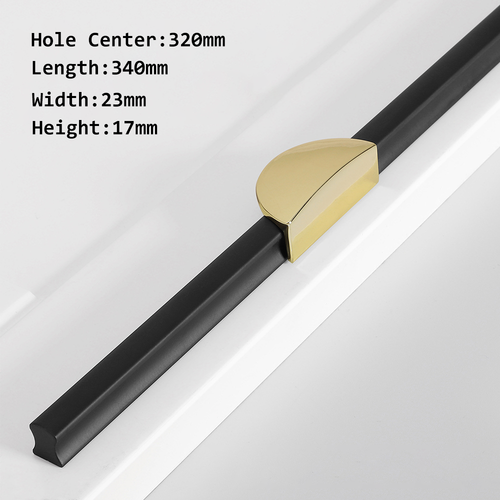 Gold & Black Semicircle Wardrobe Pulls Dresser Drawer Handles -Homdiy