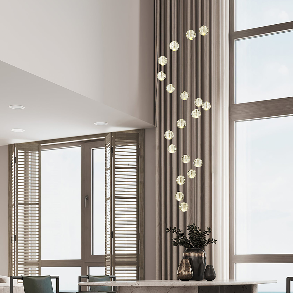 Round & Square Crystal Pendant Lamp Stairway Lamp -Homdiy