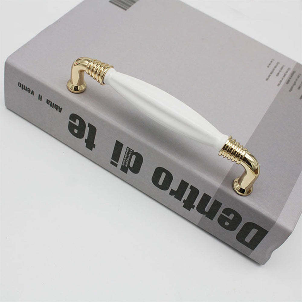 Light Luxury Gold White Creamic Kitchen Door Handles -Homdiy