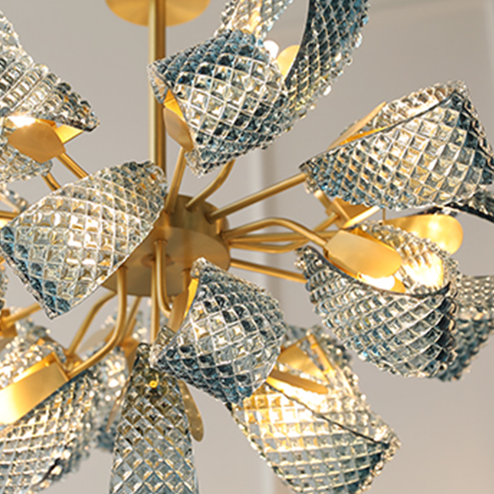 Luxury Style Gorgeous Glass Chandelier Modern Copper Chandelier Light -Homdiy