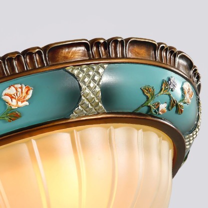 Retro Exquisite Resin Green Living Room Ceiling Light 