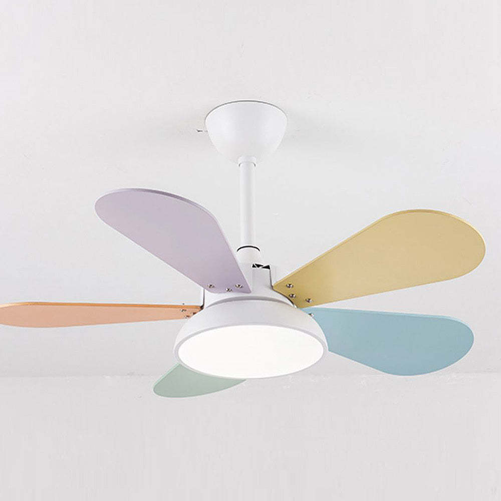 Cute Colorful Semi-Flush Ceiling Fan With LED Bedroom Lighting -Homdiy