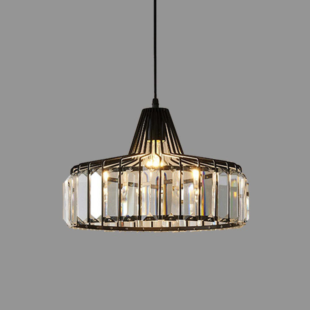 Modern Black Crystal Pendant Light for Dining Room