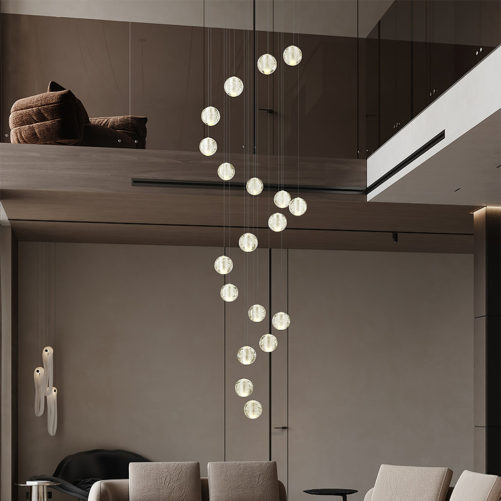 Round & Square Crystal Pendant Lamp Stairway Lamp -Homdiy