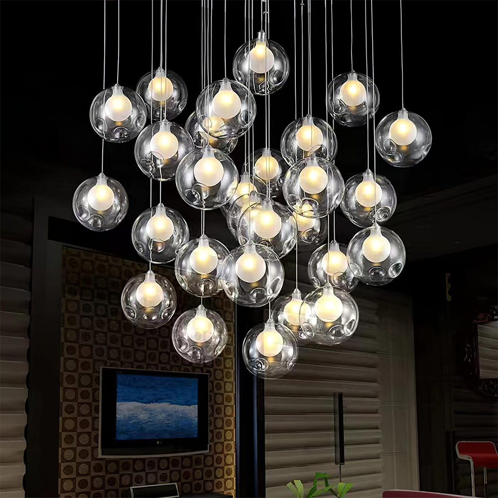 Multi-heads Glass Globe Cluster Pendant Light -Homdiy