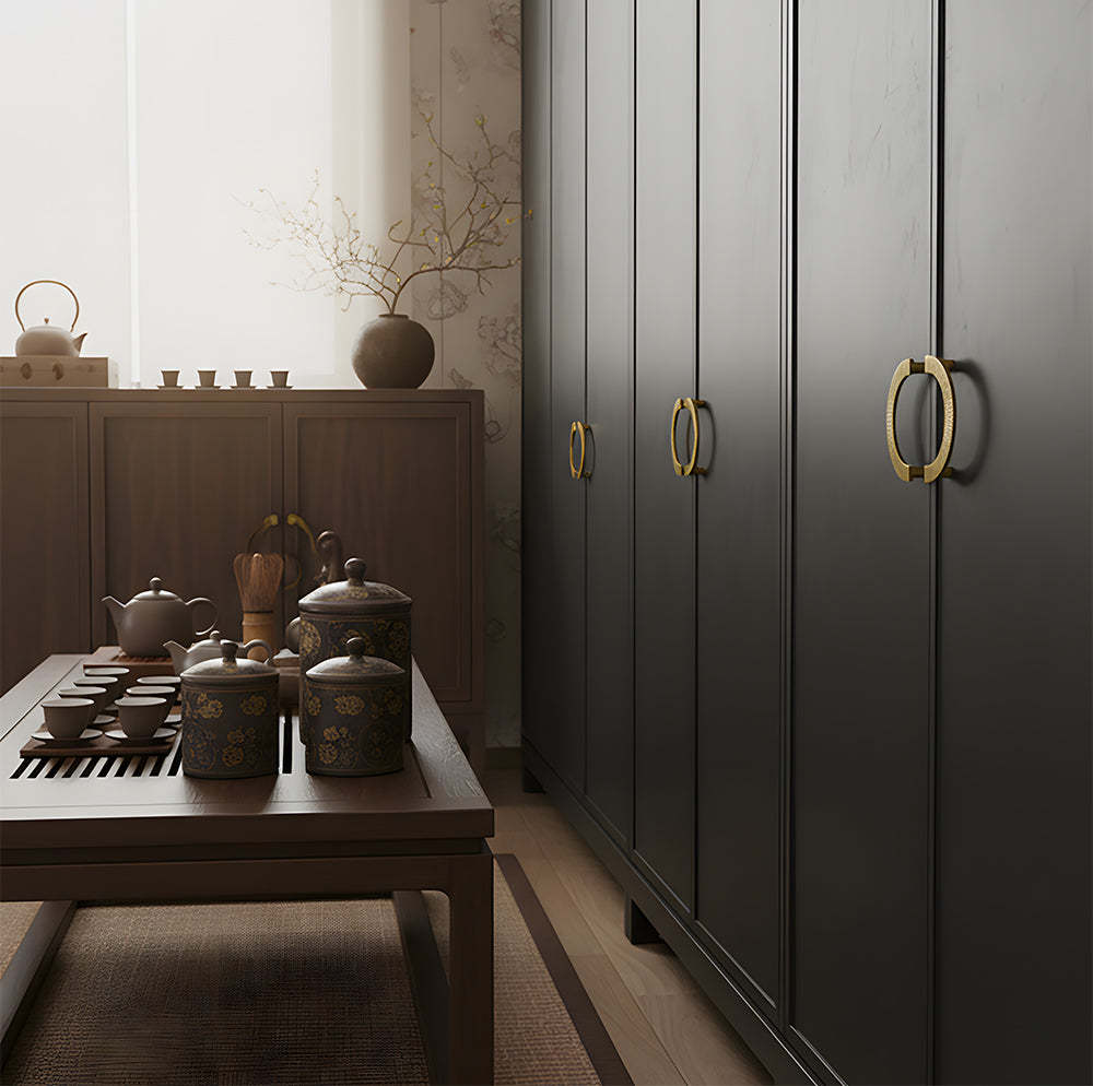 Retro Brass Semi Circle Textured Cabinet Handles