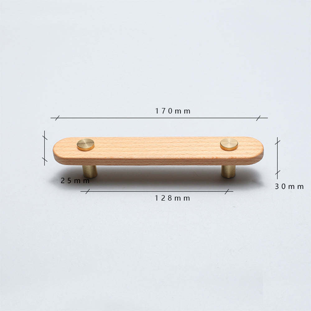 Rustic Long Beech Finish Wooden Drawer Pulls -Homdiy