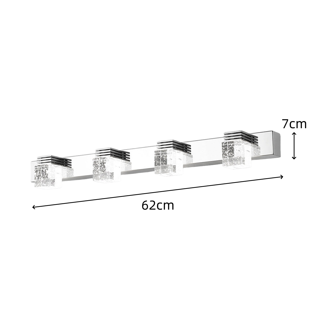 Crystal Block Silver Bathroom Vanity Wall Light -Homdiy