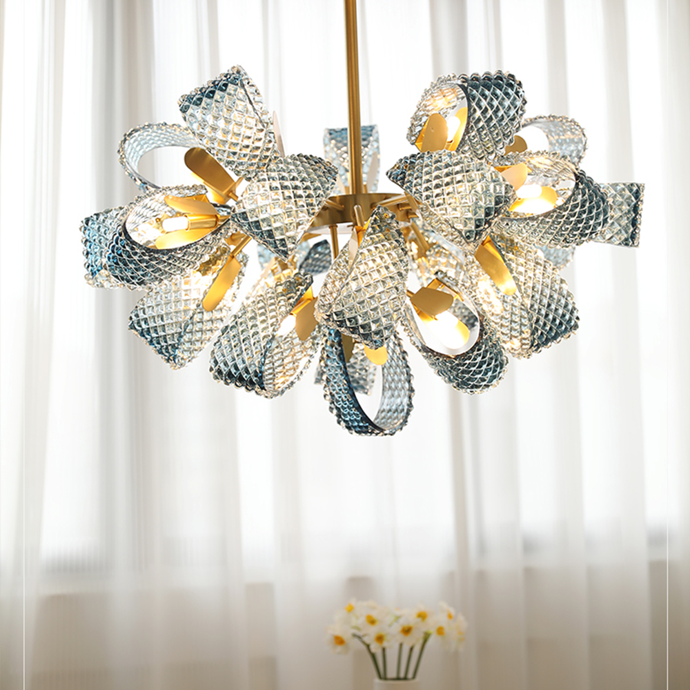 Luxury Style Gorgeous Glass Chandelier Modern Copper Chandelier Light -Homdiy