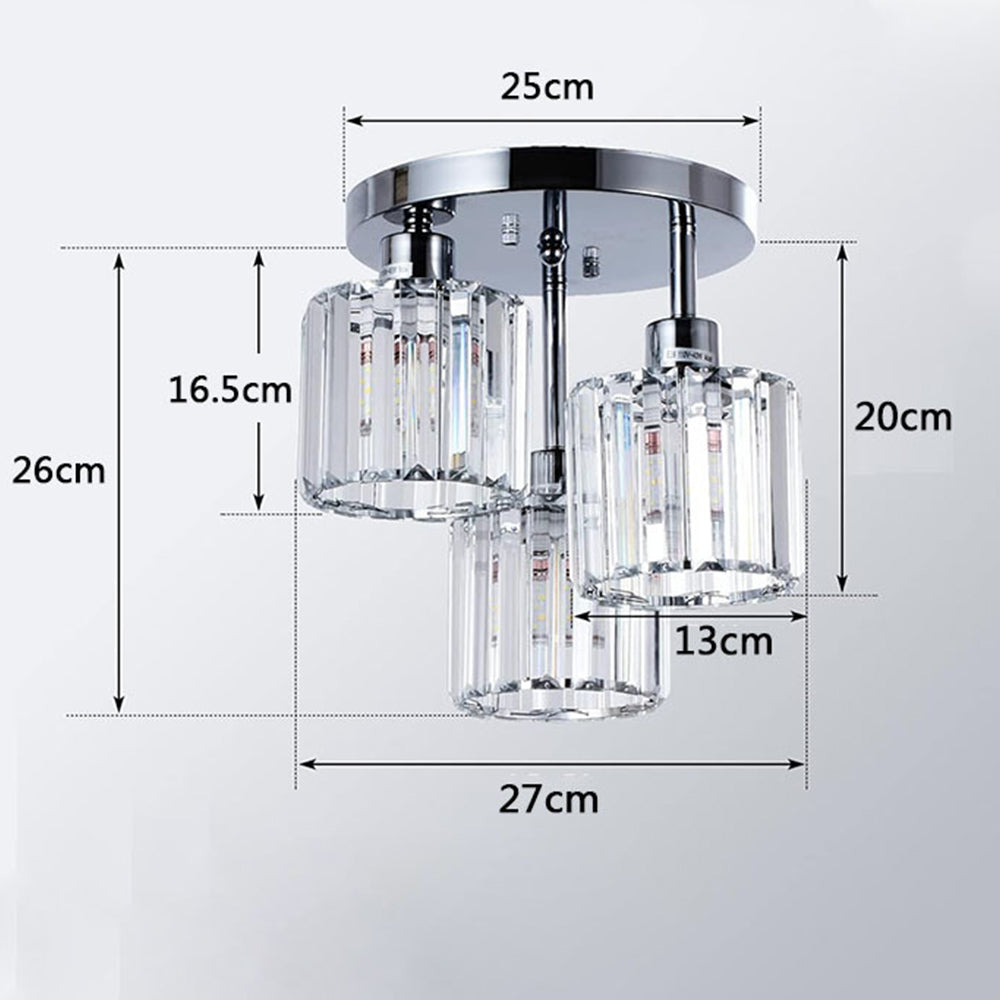 Modern Glass Crystal Semi Flush Ceiling Light