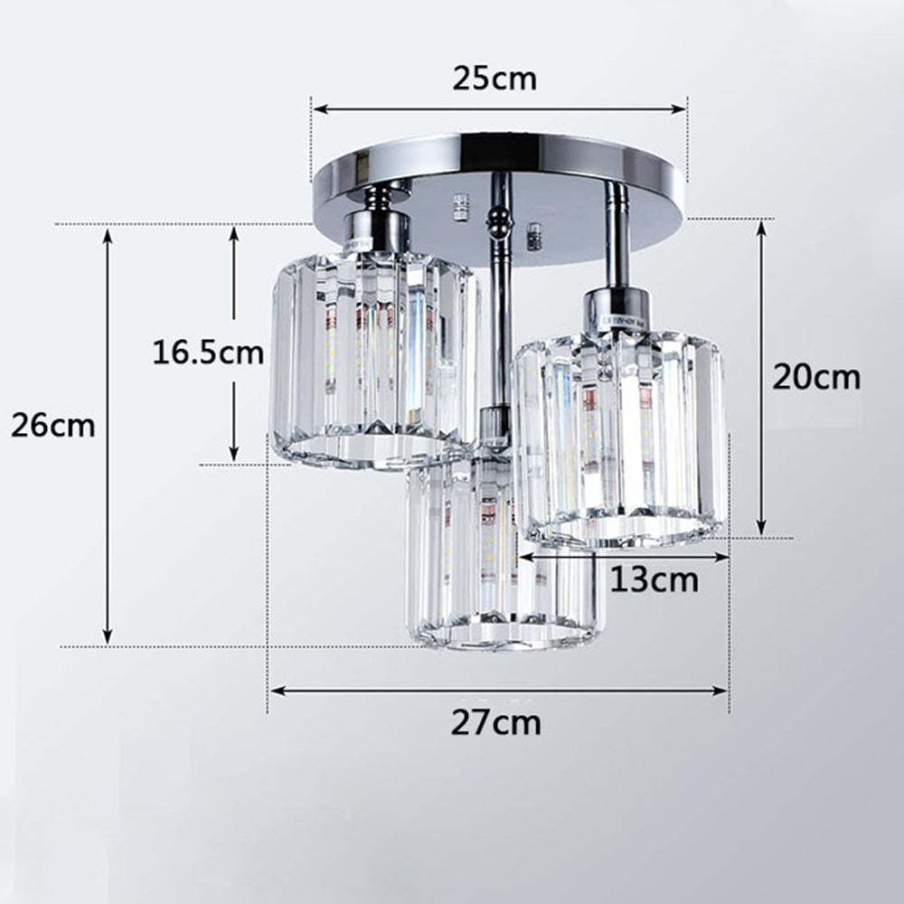 Modern Glass Crystal Semi Flush Ceiling Light