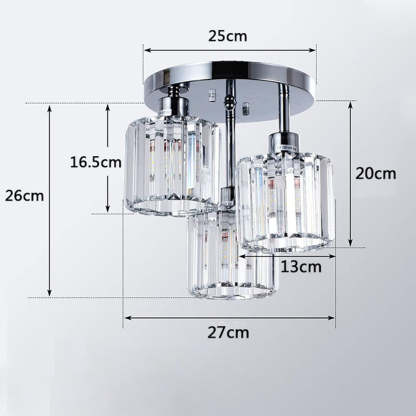 Modern Glass Crystal Semi Flush Ceiling Light