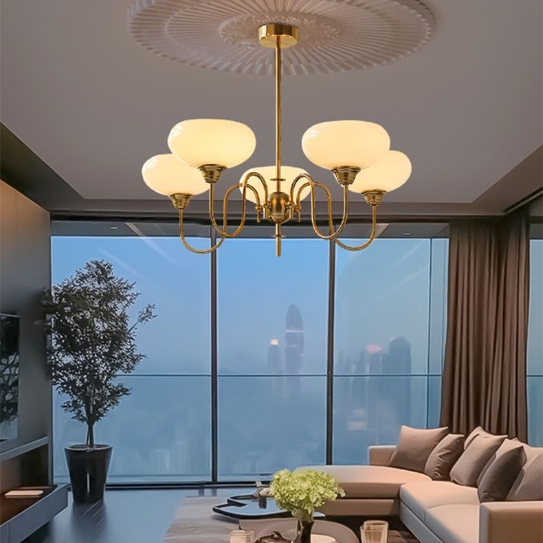 Bubble Creamy Persimmon Glass Chandelier -Homdiy