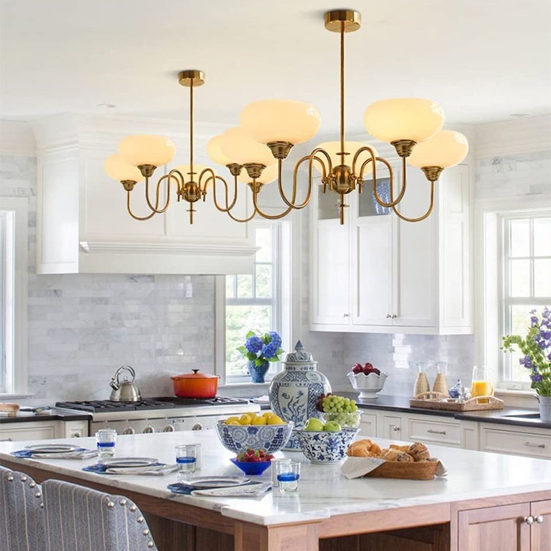 Bubble Creamy Persimmon Glass Chandelier -Homdiy