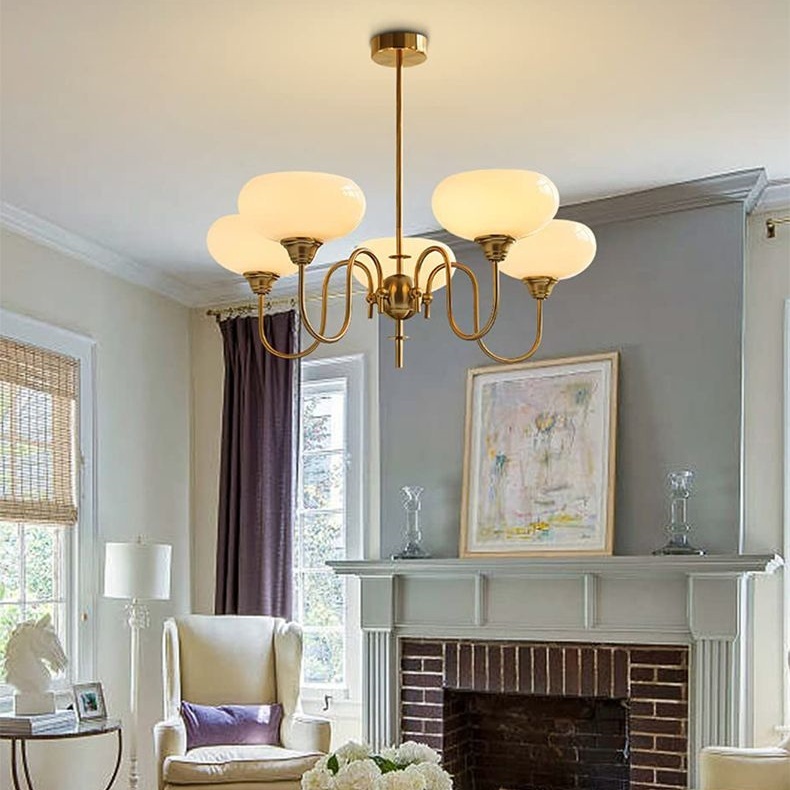 Bubble Creamy Persimmon Glass Chandelier -Homdiy