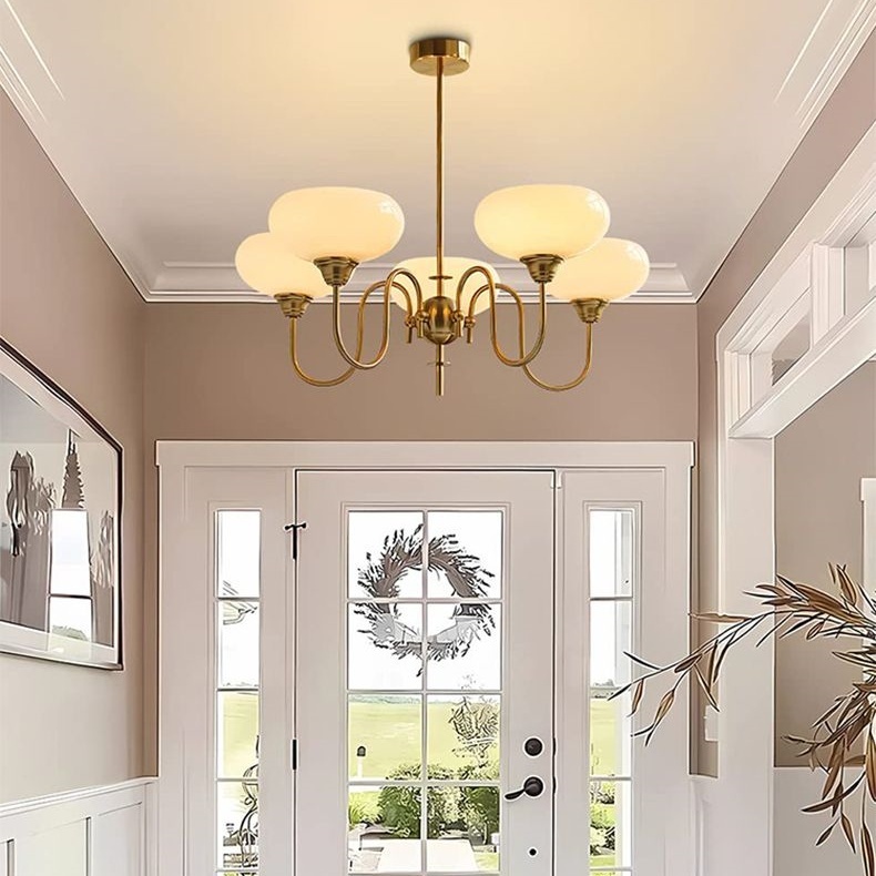 Bubble Creamy Persimmon Glass Chandelier -Homdiy
