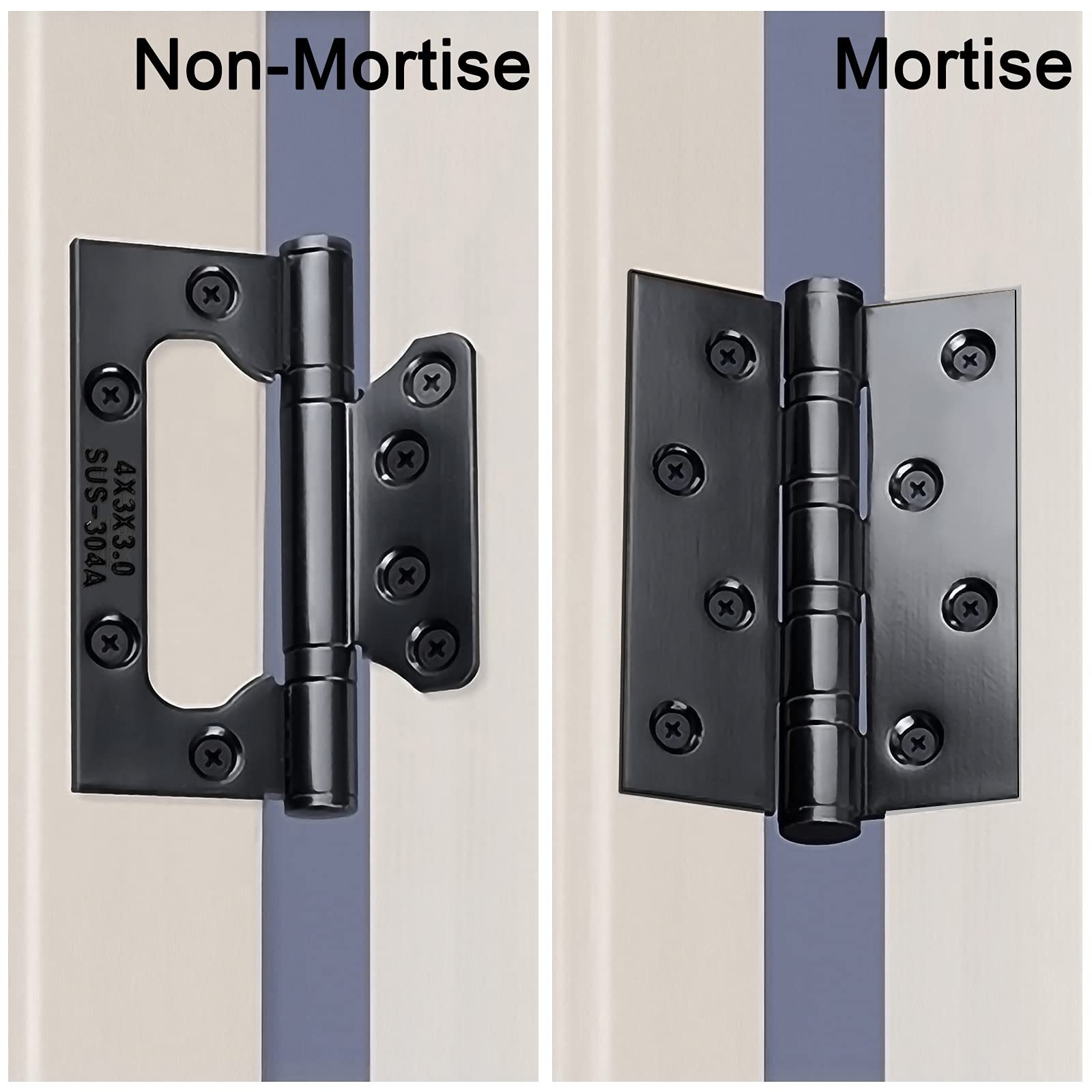 4x3 inch Non Mortise Door Hinges Matte Black Door Hinges -Homdiy
