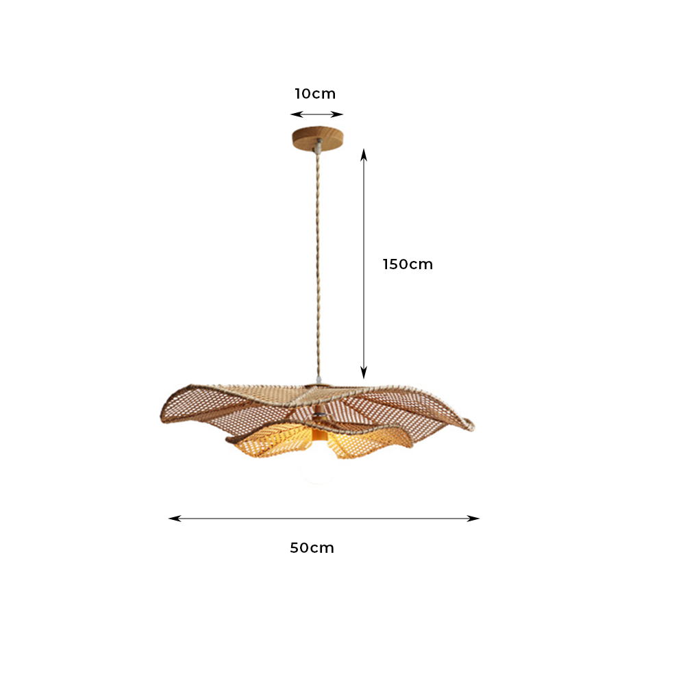 Retro Boho Lotus Leaf Shape Rattan Pendant Light -Homdiy