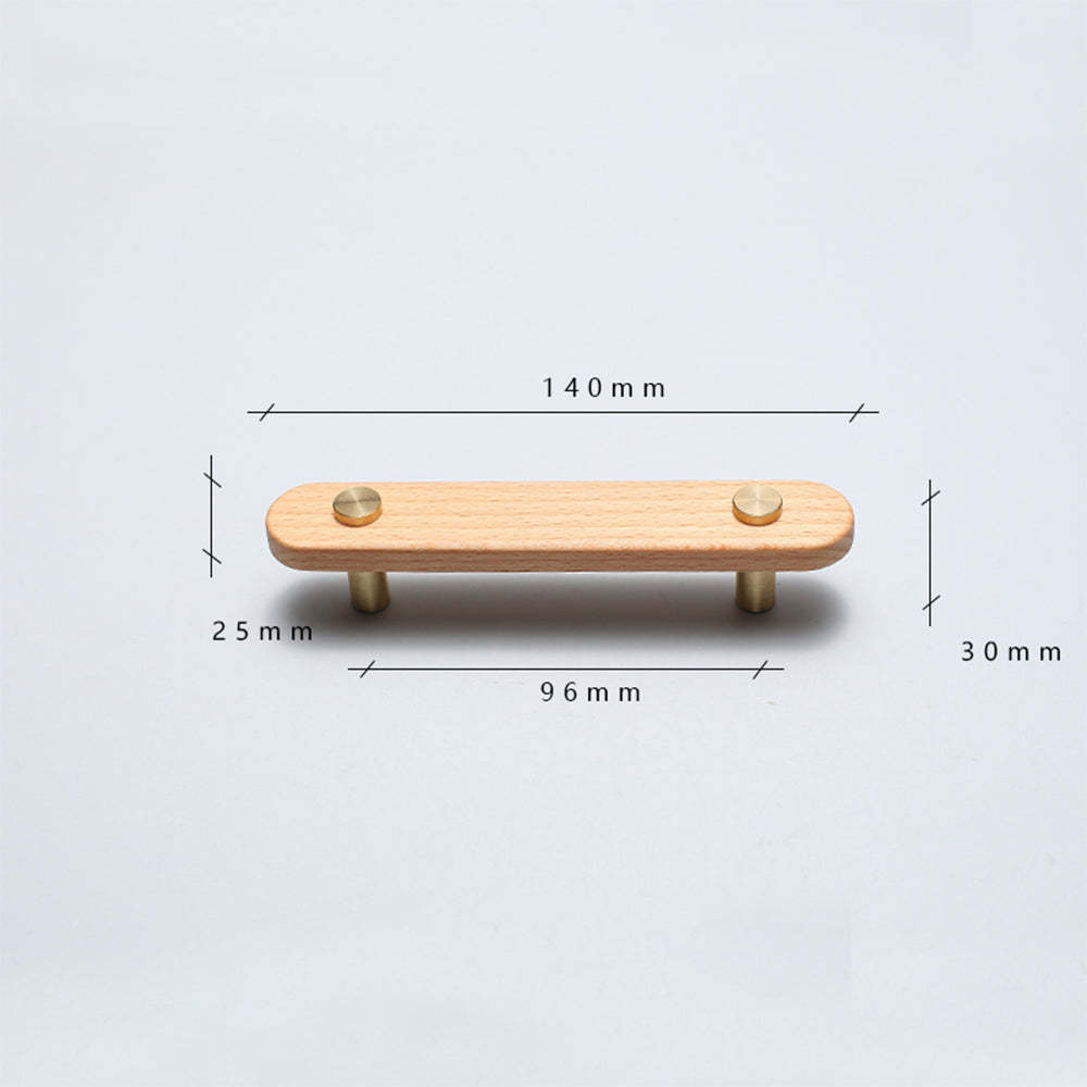 Rustic Long Beech Finish Wooden Drawer Pulls -Homdiy