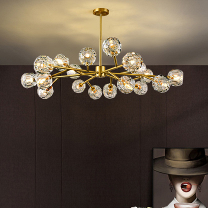Modern Luxury Crystal Brass Molecule Chandelier Ceiling Light for Living Room