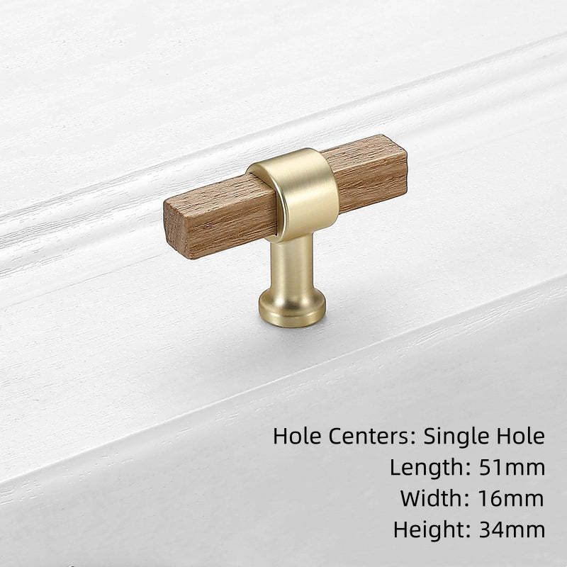 Black Walnut Square Cabinet Handles Beech Wood Drawer Pulls -Homdiy