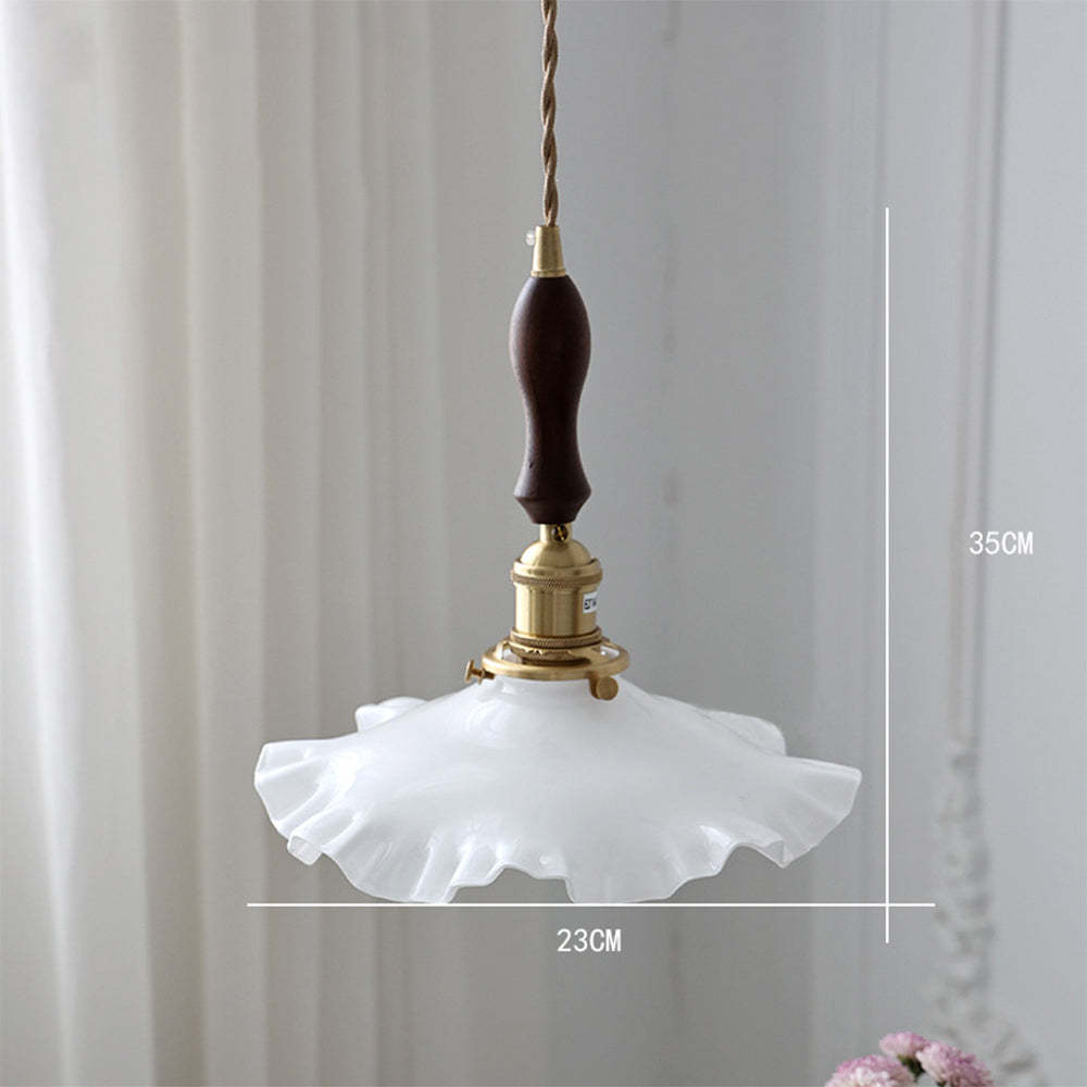 Nordic Kitchen Island Vintage Glass Pleated Pendant Lamp -Homdiy