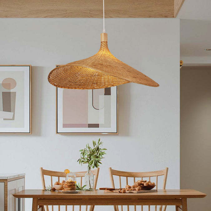 Straw Hat Small Bamboo Pendant Light -Homdiy
