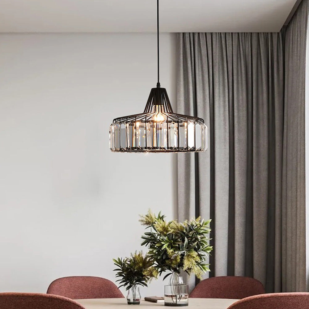 Modern Black Crystal Pendant Light for Dining Room