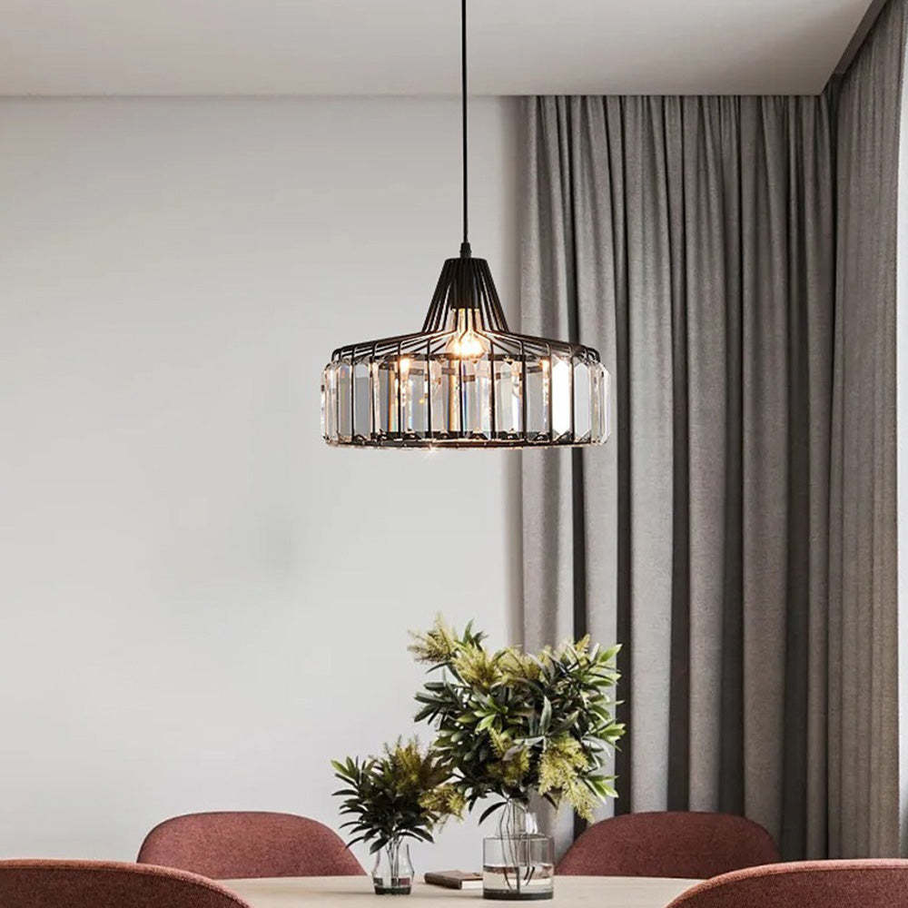 Modern Black Crystal Pendant Light for Dining Room