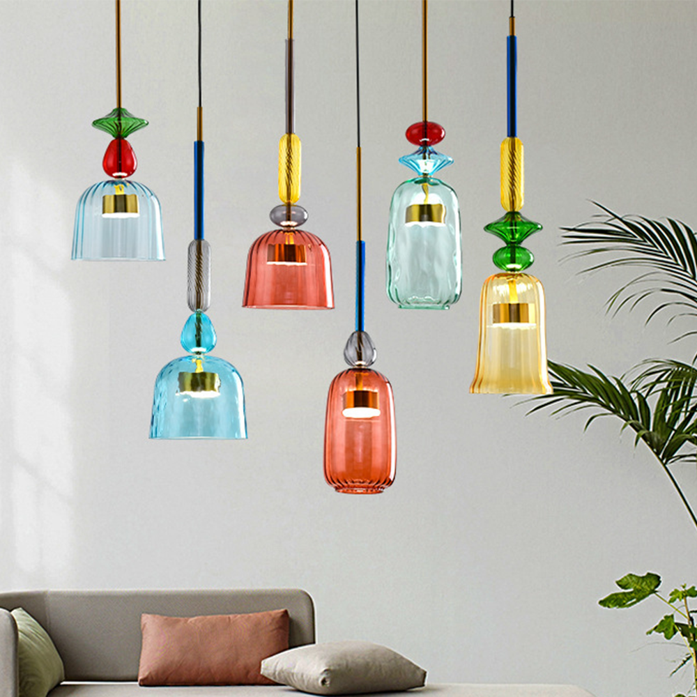 Vintage Colored Glass Pendant Light -Homdiy