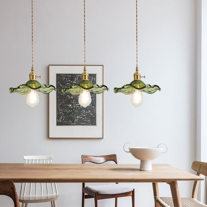 Homdiy Pendant Light Stylish Hibiscus Flower Glass Pendant Lamp