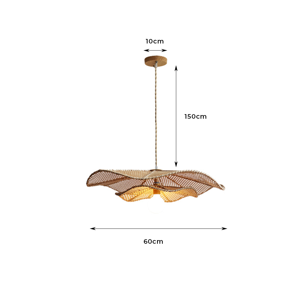 Retro Boho Lotus Leaf Shape Rattan Pendant Light -Homdiy