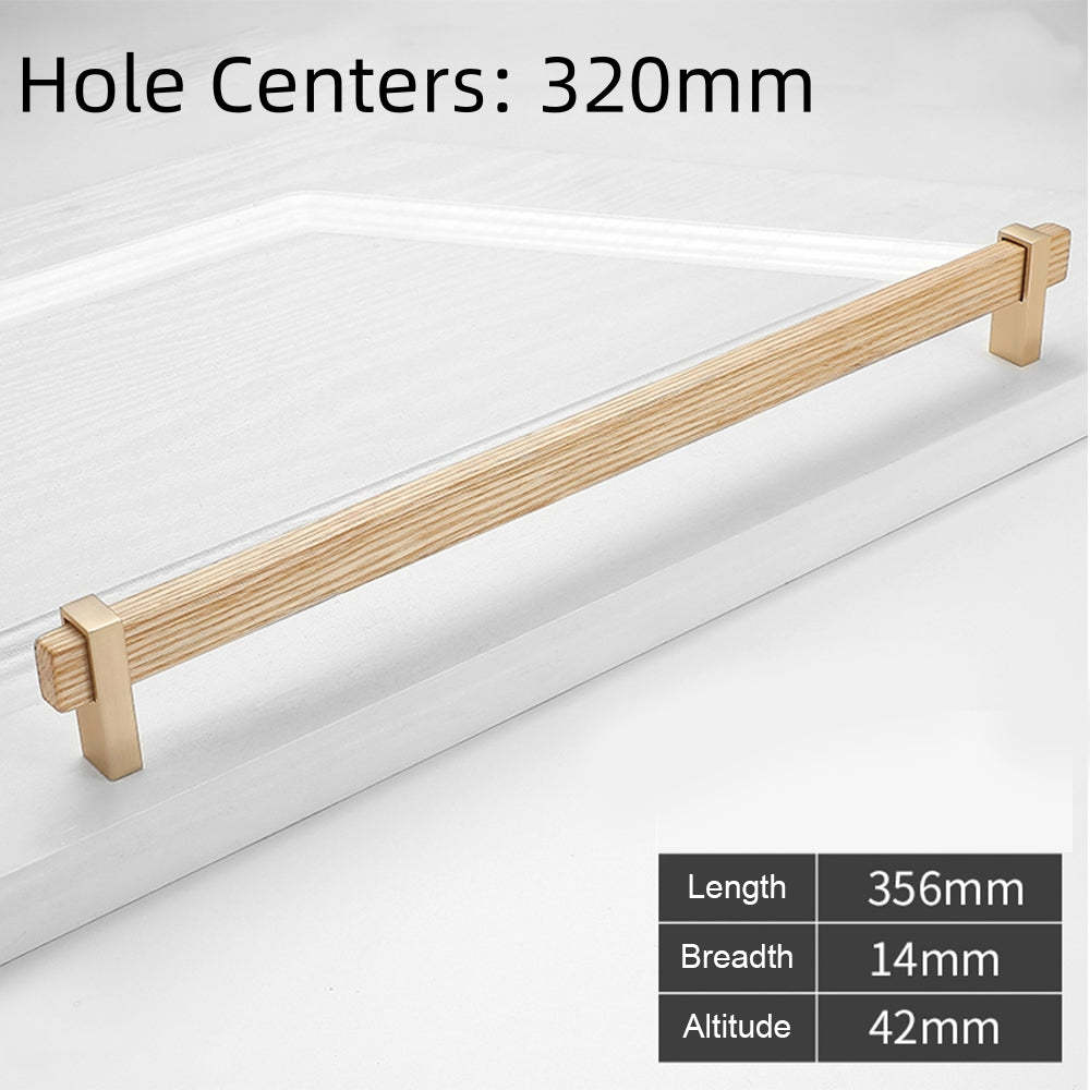 Square Wooden Brass Walnut Cabinet Handle Kitchen Drawer Pulls -Homdiy