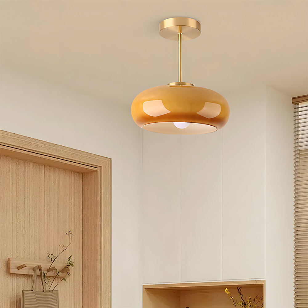 Modern Style Glass Flush Mount Ceiling Light with Gold Base