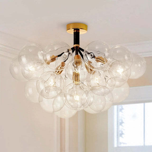 Modern Glass Bubble Semi Flush Mount Ceiling Chandelier -Homdiy