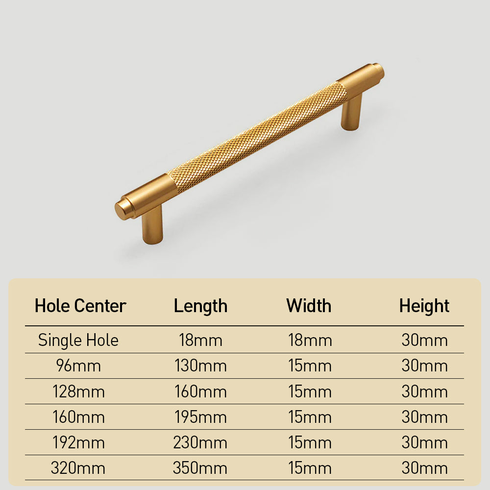 Gold Metal Cabinet Drawer Knurled Pulls