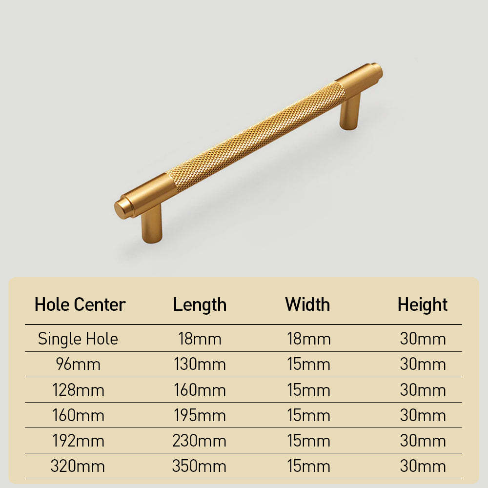 Gold Metal Cabinet Drawer Knurled Pulls