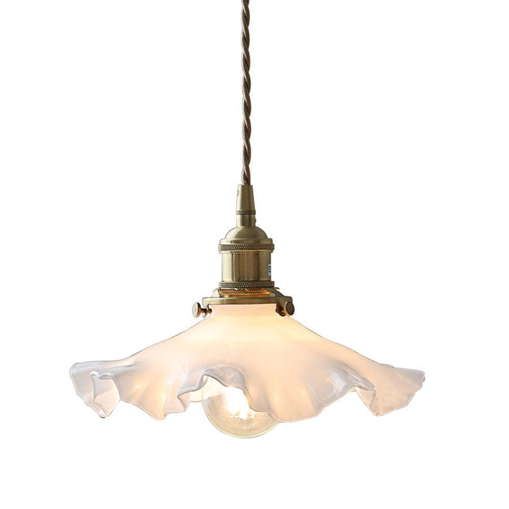 Nordic Kitchen Island Vintage Glass Pleated Pendant Lamp -Homdiy
